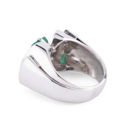 Bague Cocktail en or blanc, émeraude et diamants - Castafiore