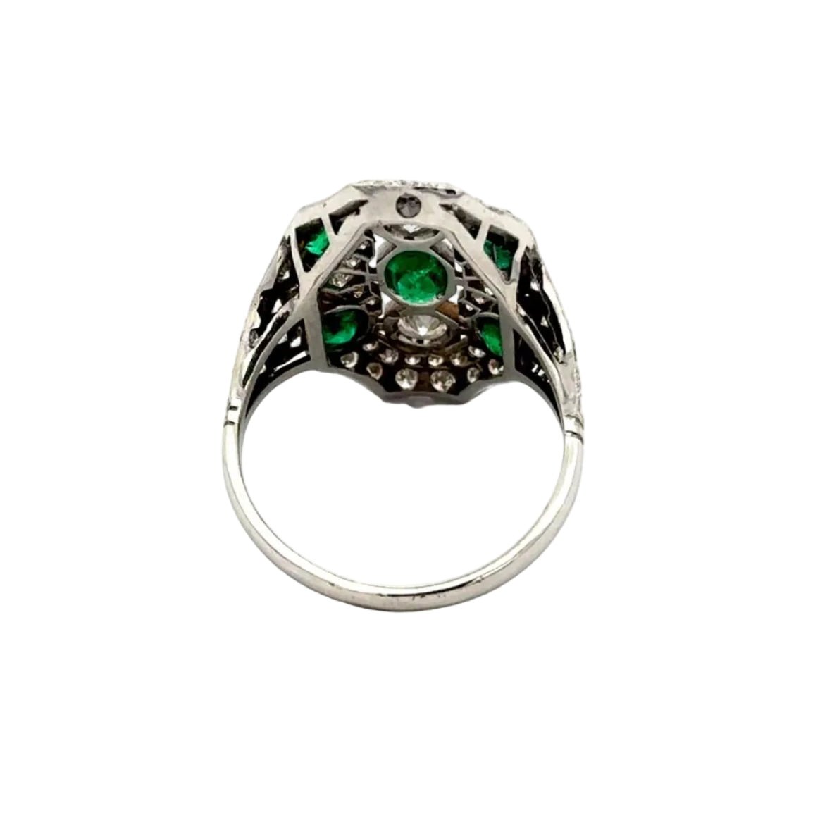 Bague Cocktail en or blanc, émeraudes et diamants - Castafiore