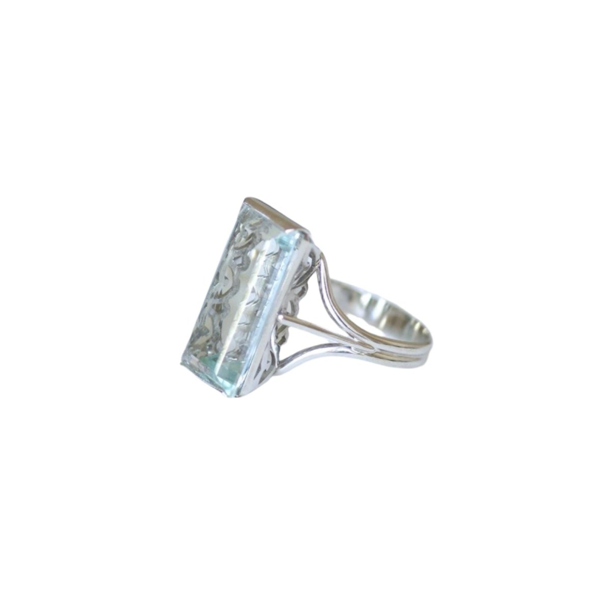 Bague Cocktail en or blanc et aigue marine - Castafiore