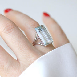 Bague Cocktail en or blanc et aigue marine - Castafiore