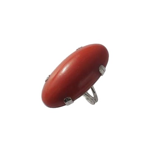 Bague Cocktail en or blanc et corail - Castafiore