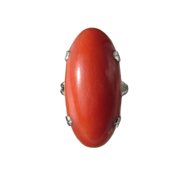 Bague Cocktail en or blanc et corail - Castafiore