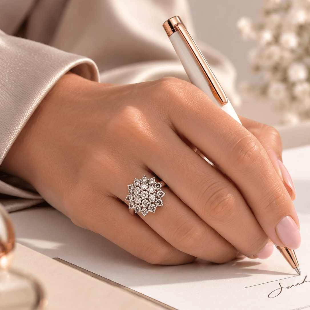 Bague Cocktail en or blanc et diamants - Castafiore
