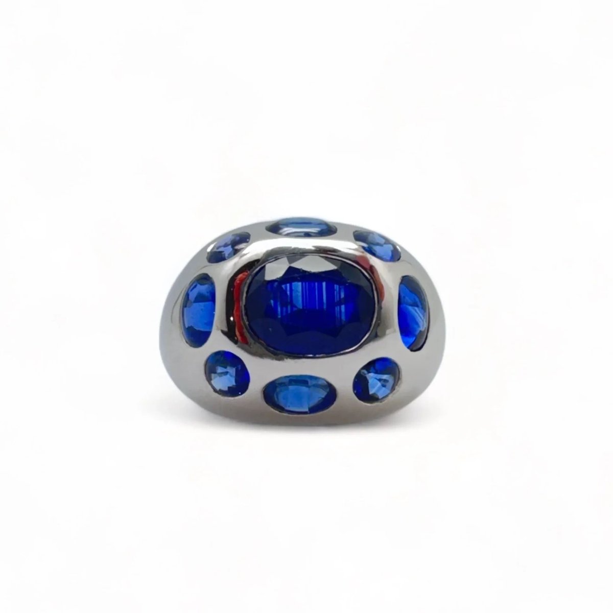 Bague cocktail en or blanc et saphirs - Castafiore