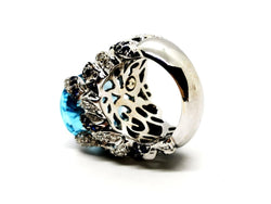 Bague Cocktail en Or blanc et Topaze - Castafiore