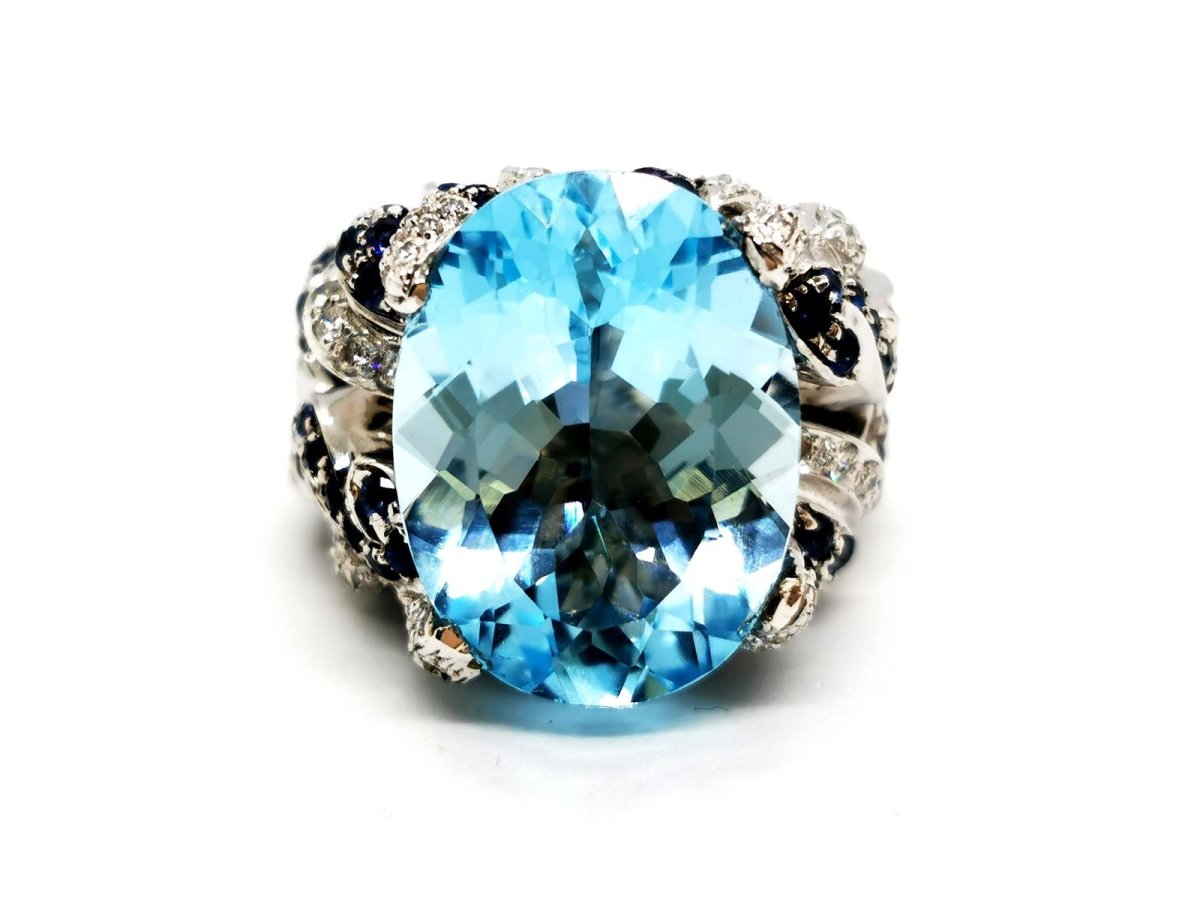 Bague Cocktail en Or blanc et Topaze - Castafiore