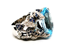 Bague Cocktail en Or blanc et Topaze - Castafiore