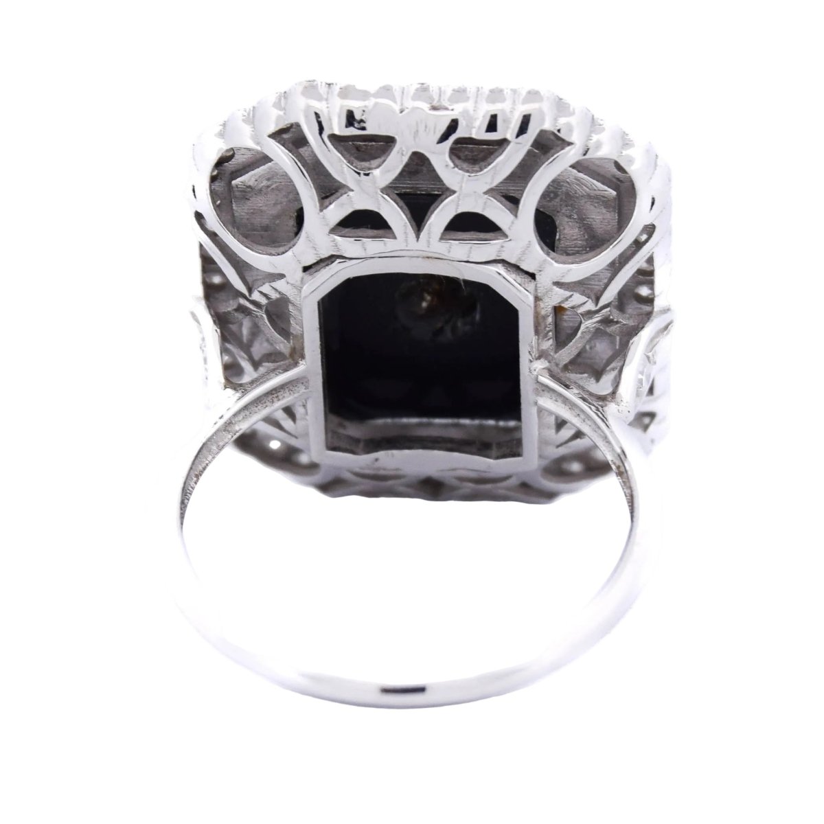 Bague Cocktail en or blanc, onyx et diamants - Castafiore