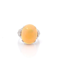 Bague Cocktail en or blanc, opale et diamants - Castafiore