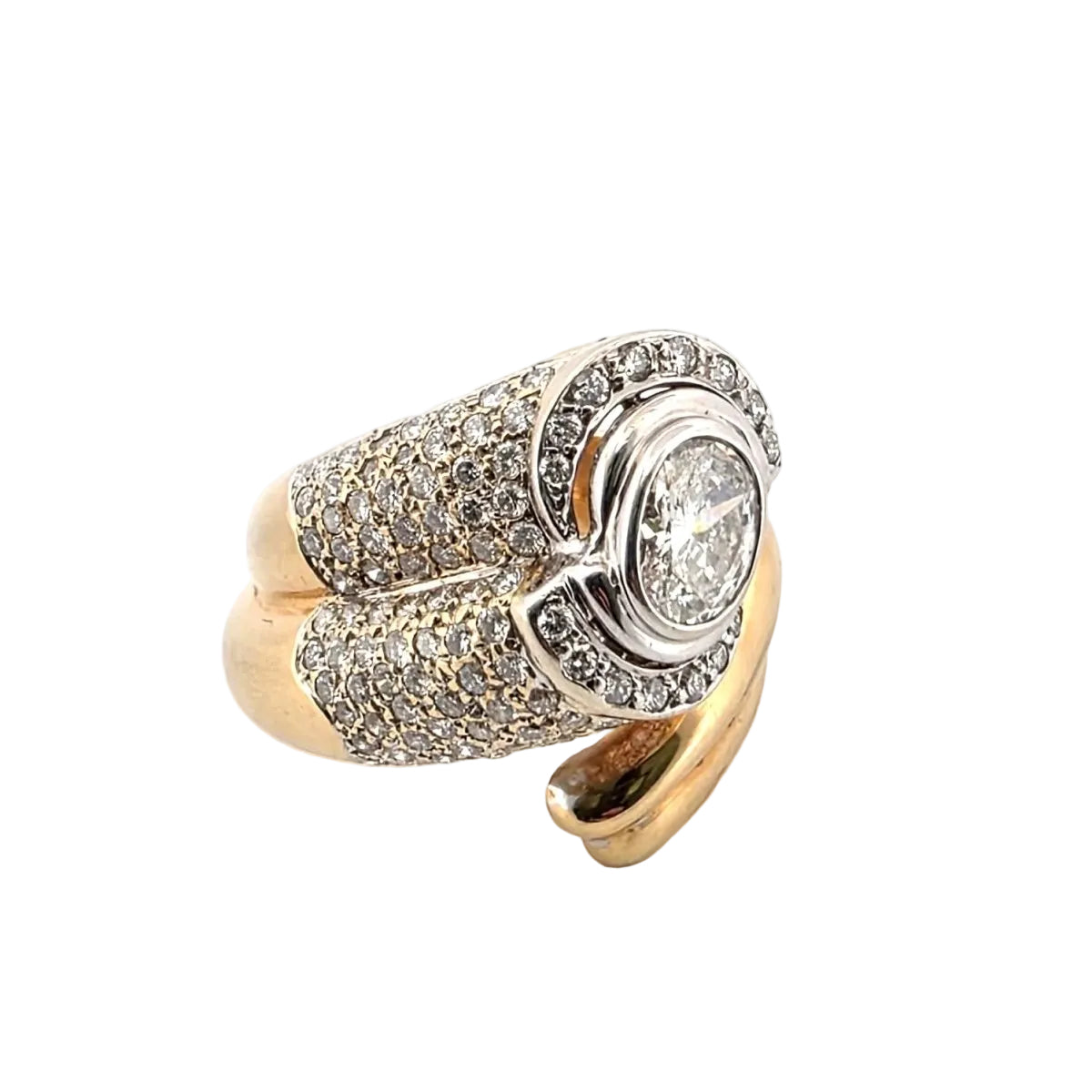 Bague Cocktail en or blanc, or jaune et diamants - Castafiore