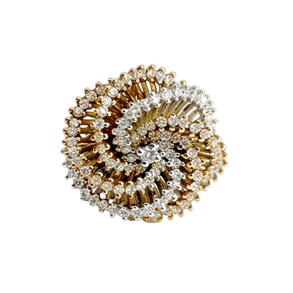 Bague Cocktail en or blanc, or jaune et diamants - Castafiore