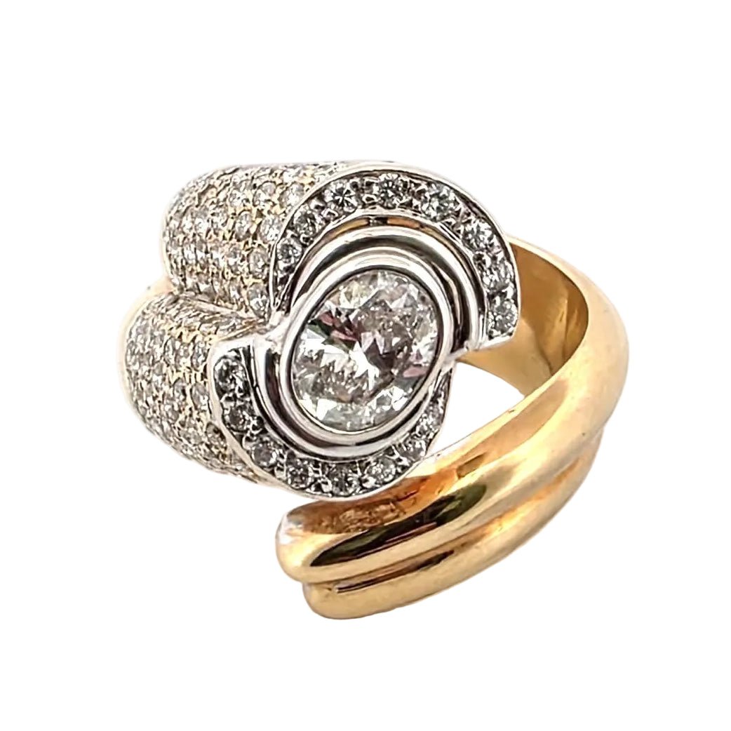 Bague Cocktail en or blanc, or jaune et diamants - Castafiore