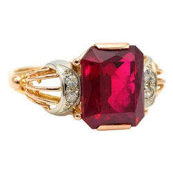 Bague Cocktail en or blanc, or jaune, rubis et saphirs - Castafiore