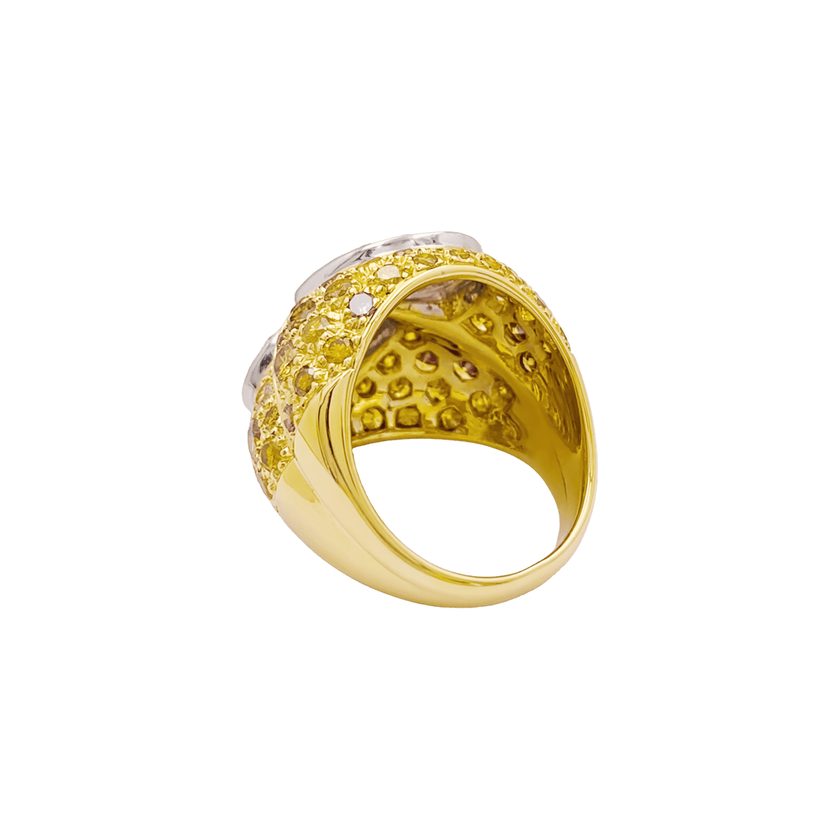 Bague Cocktail en or blanc, or jaune, saphirs et diamants - Castafiore