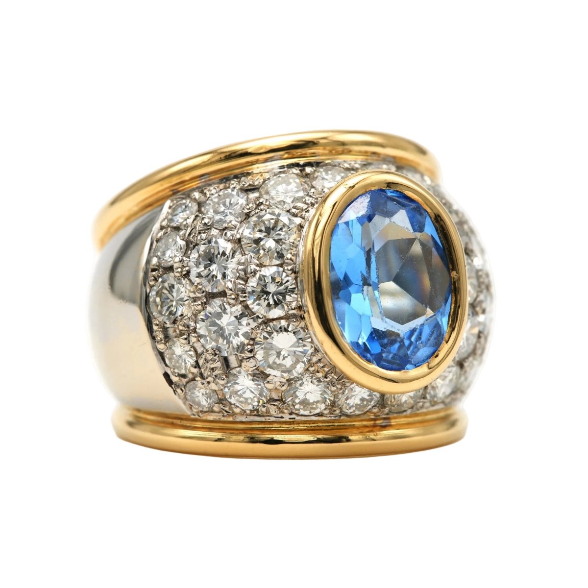 Bague Cocktail en or blanc, or jaune, topaze et diamants - Castafiore