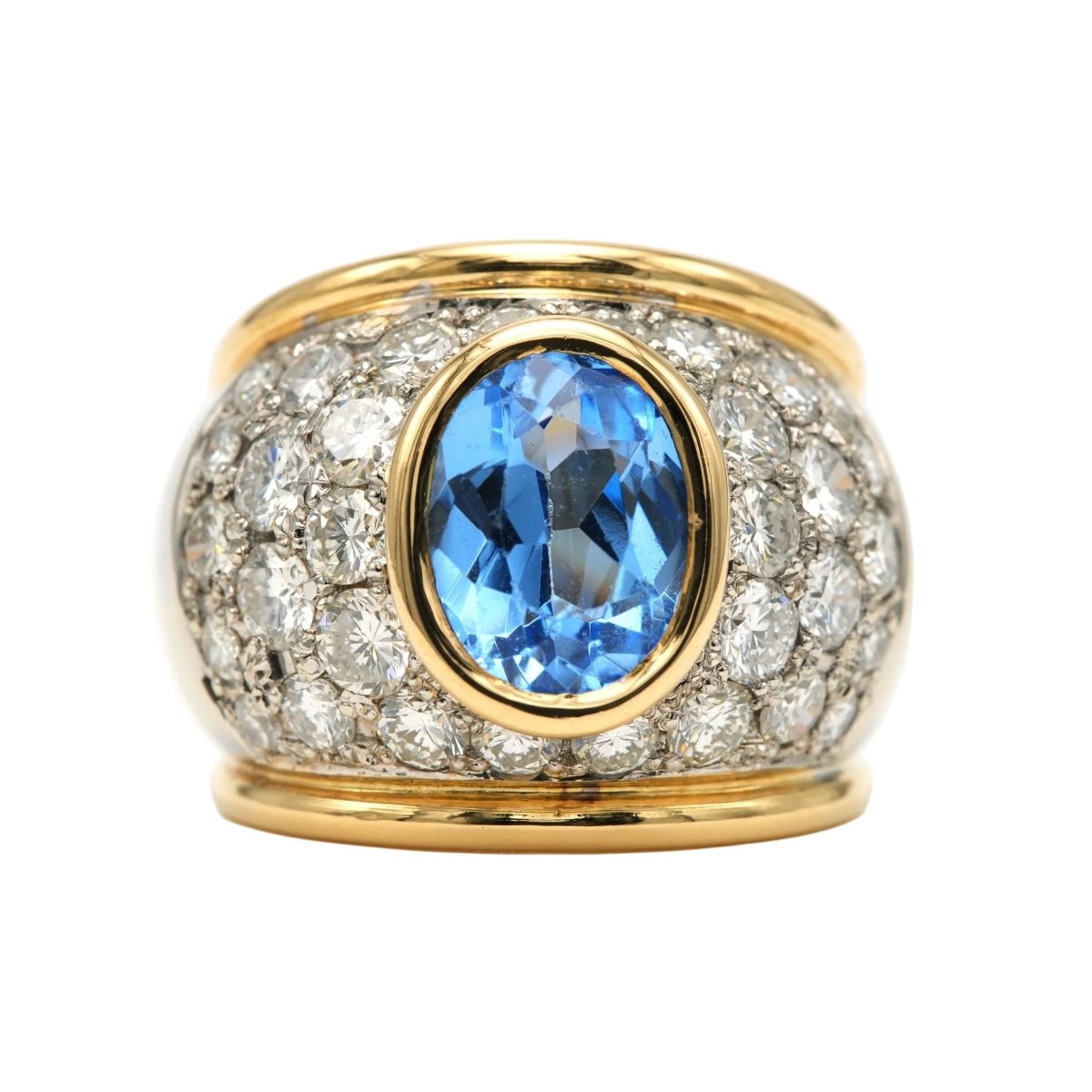 Bague Cocktail en or blanc, or jaune, topaze et diamants - Castafiore
