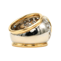 Bague Cocktail en or blanc, or jaune, topaze et diamants - Castafiore