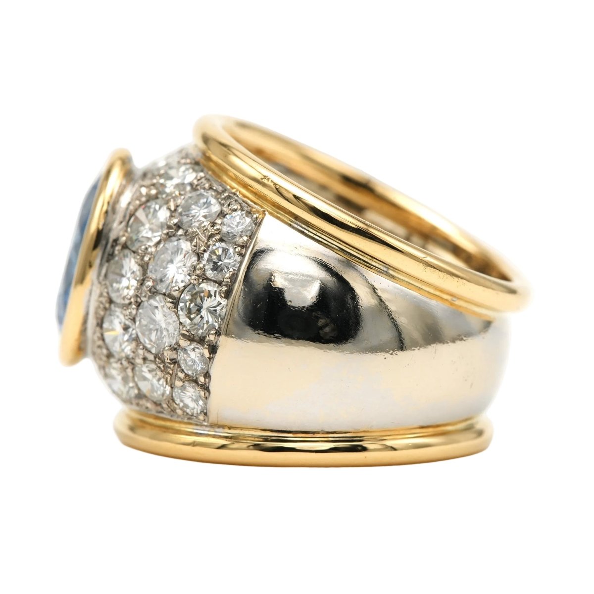 Bague Cocktail en or blanc, or jaune, topaze et diamants - Castafiore