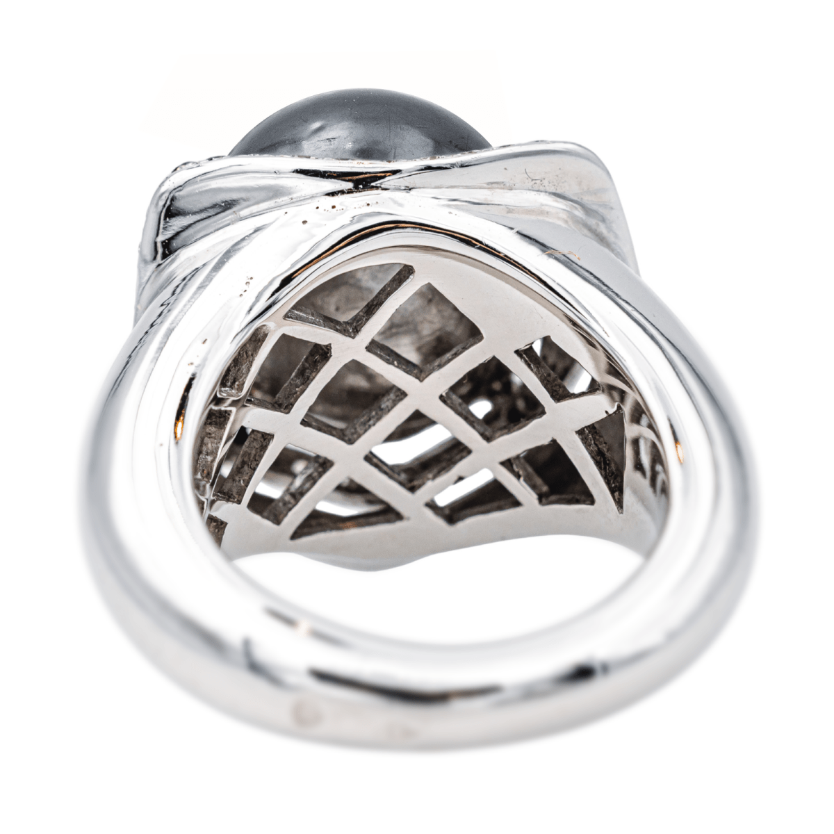 Bague Cocktail en or blanc, perle et diamants - Castafiore