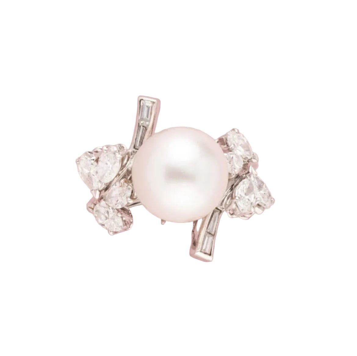 Bague Cocktail en or blanc, perle et diamants - Castafiore