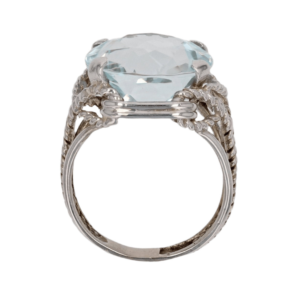 Bague Cocktail en or blanc, platine et aigue - marine - Castafiore