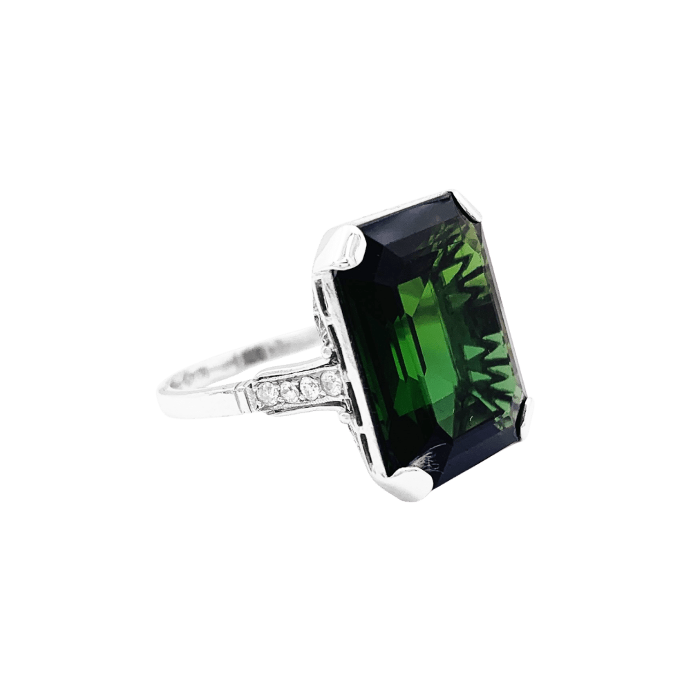 Bague Cocktail en or blanc, platine, tourmaline et diamants - Castafiore