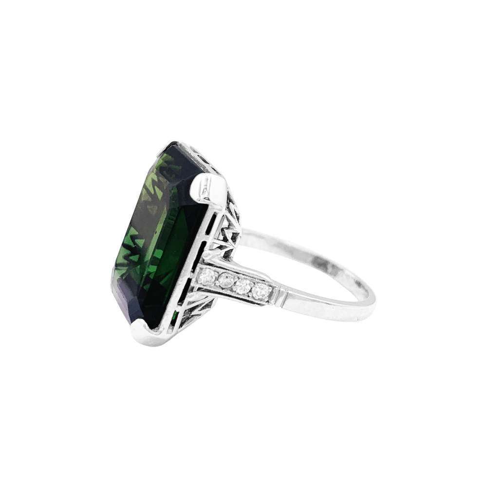 Bague Cocktail en or blanc, platine, tourmaline et diamants - Castafiore