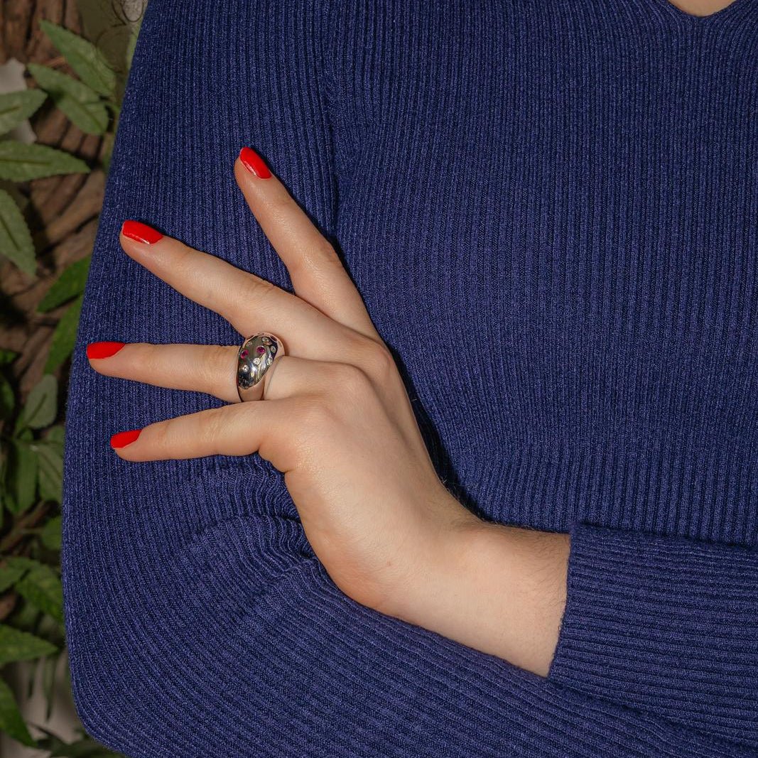 Ring  White gold ball  diamond 