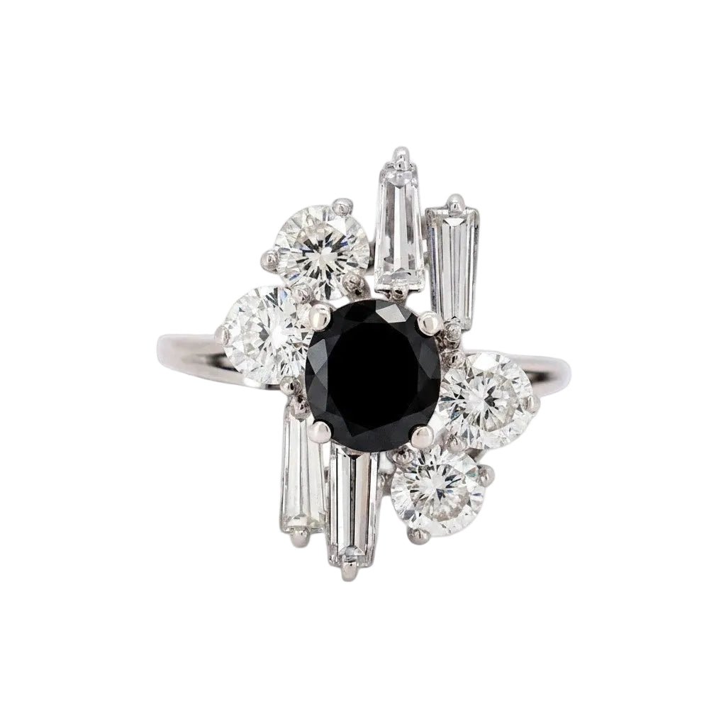 Bague Cocktail en or blanc, saphir et diamants - Castafiore