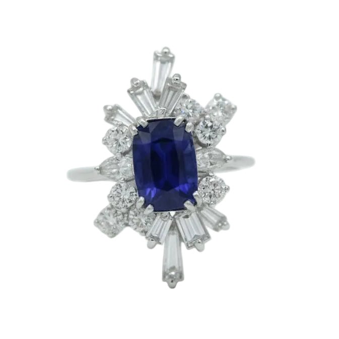 Bague Cocktail en or Blanc, saphir et diamants - Castafiore