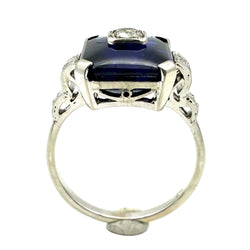Bague Cocktail en or blanc, saphir et diamants - Castafiore