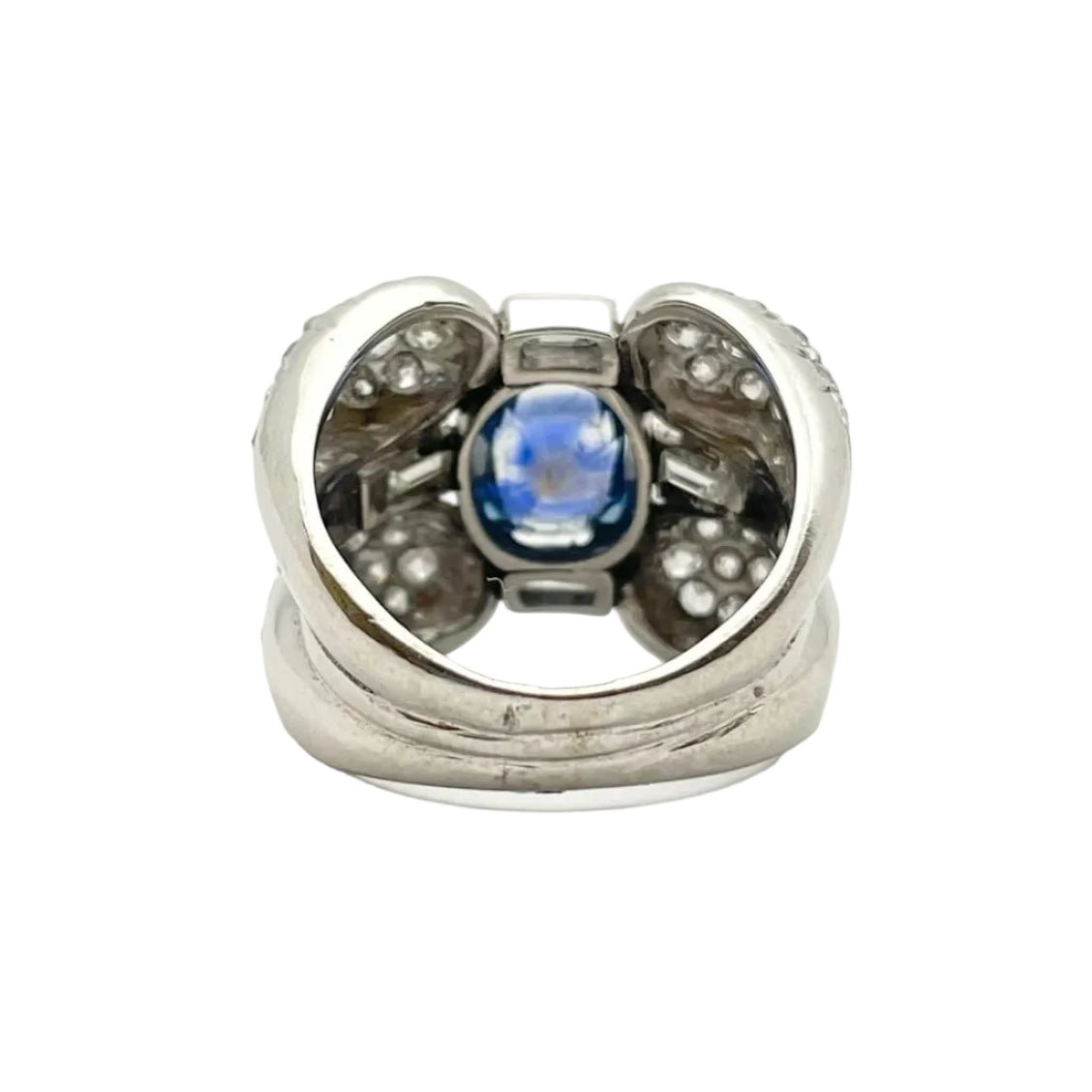 Bague Cocktail en or blanc, saphir et diamants - Castafiore