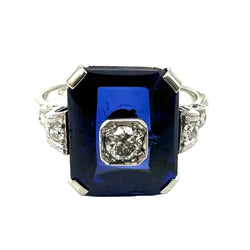 Bague Cocktail en or blanc, saphir et diamants - Castafiore