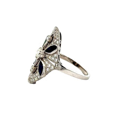 Bague Cocktail en or blanc, saphirs et diamants - Castafiore