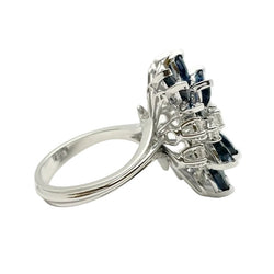 Bague Cocktail en or blanc, saphirs et diamants - Castafiore