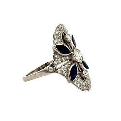 Bague Cocktail en or blanc, saphirs et diamants - Castafiore