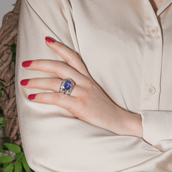 Bague Cocktail en or blanc, tanzanite et dia - Castafiore