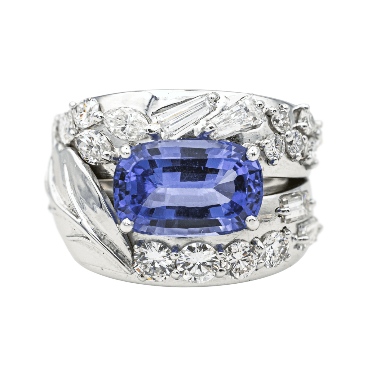 Bague Cocktail en or blanc, tanzanite et dia - Castafiore