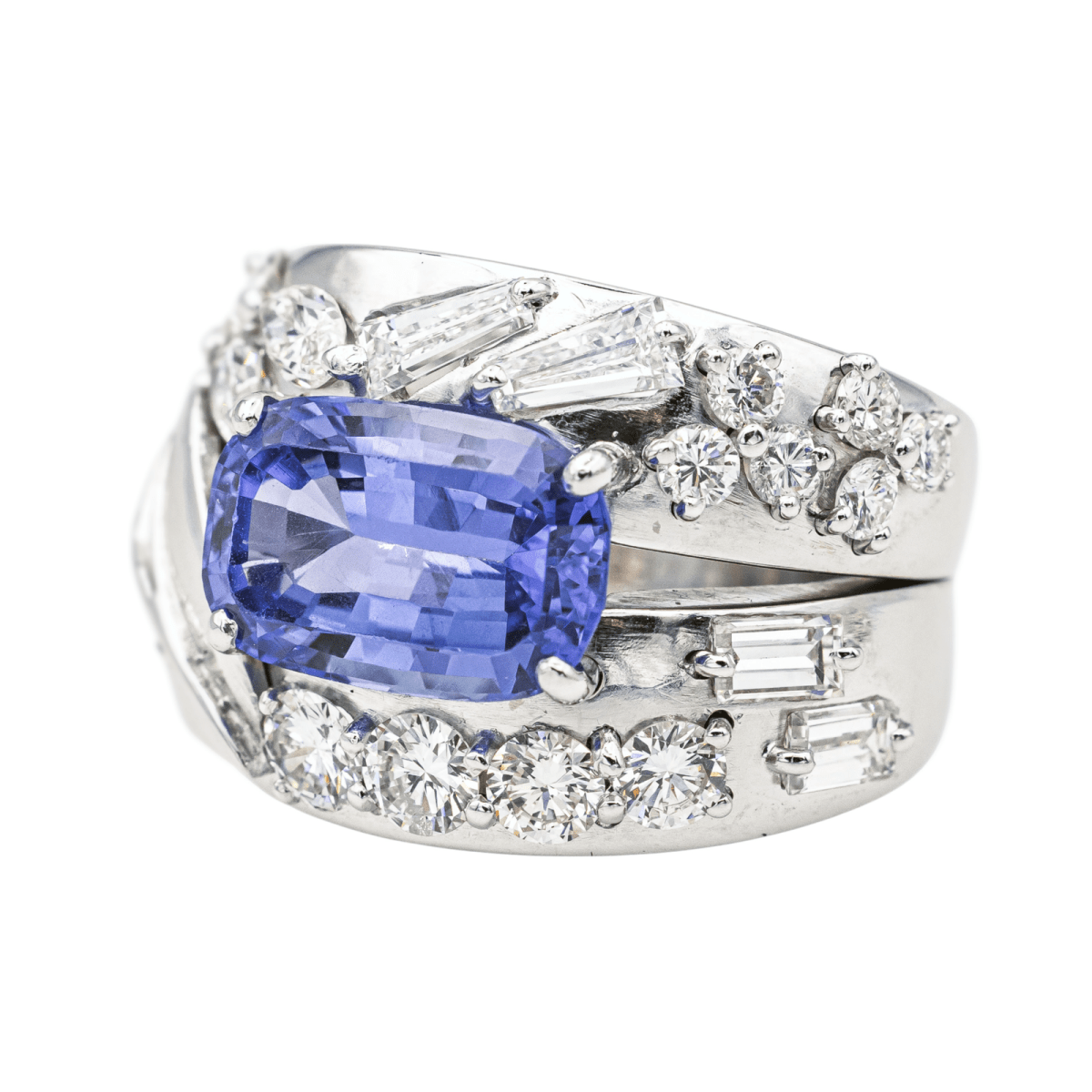 Bague Cocktail en or blanc, tanzanite et dia - Castafiore