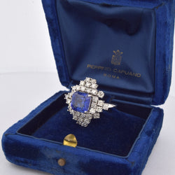 Bague Cocktail en or blanc, tanzanite et diamants - Castafiore