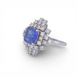 Bague Cocktail en or blanc, tanzanite et diamants - Castafiore
