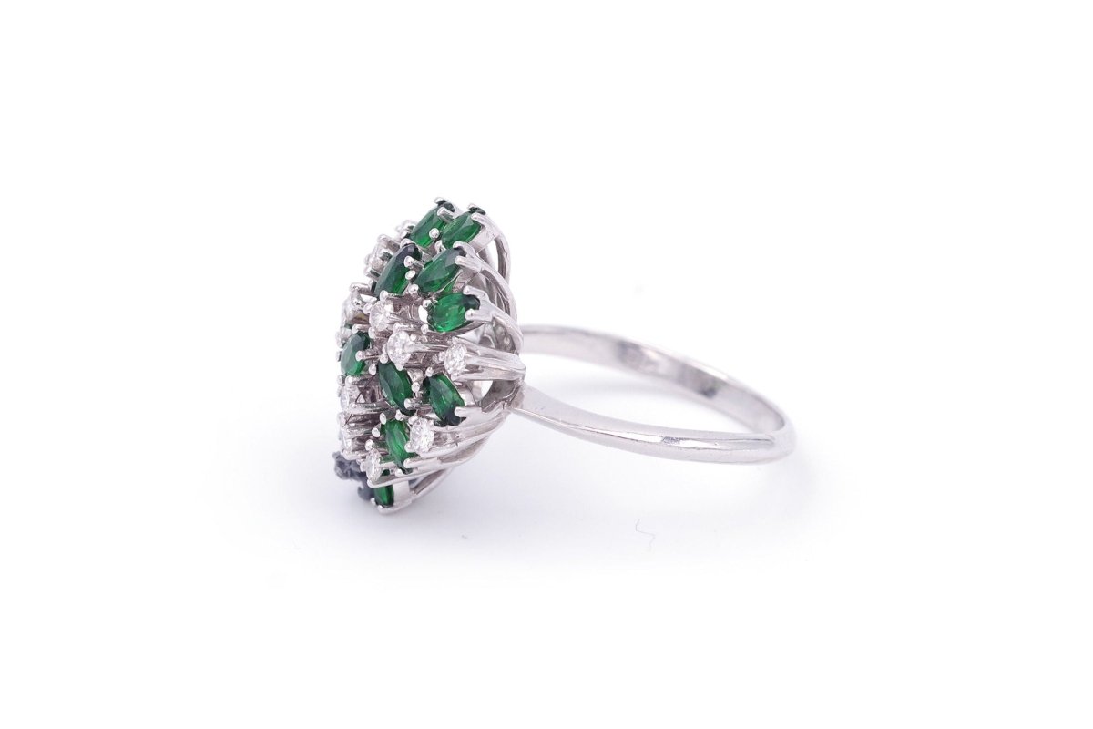 Bague Cocktail en or blanc, tourmalines et diamants - Castafiore