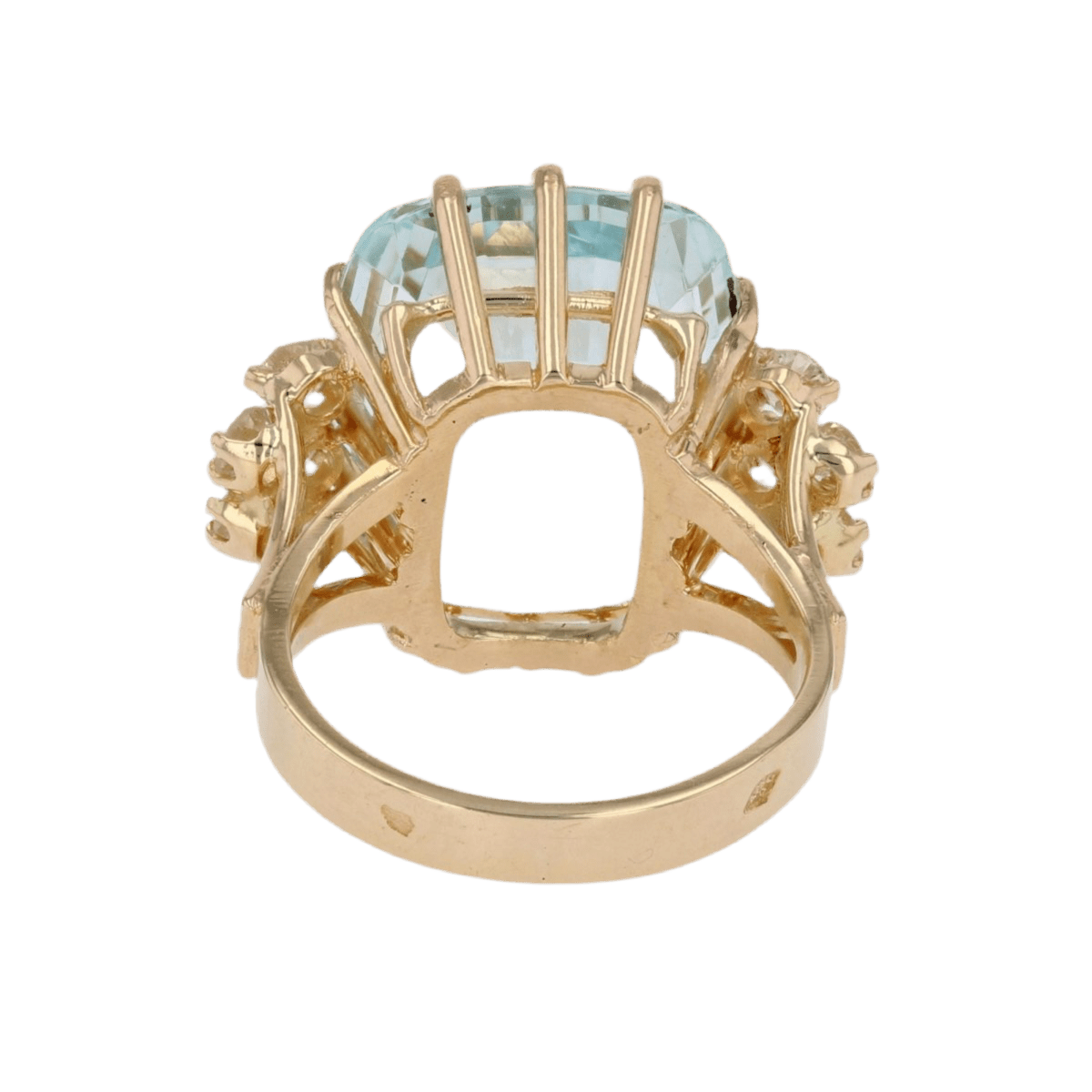 Bague Cocktail en or jaune, aigue - marine et diamants - Castafiore