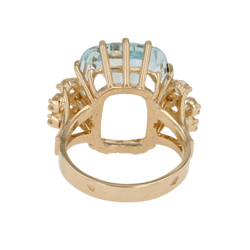 Bague Cocktail en or jaune, aigue - marine et diamants - Castafiore