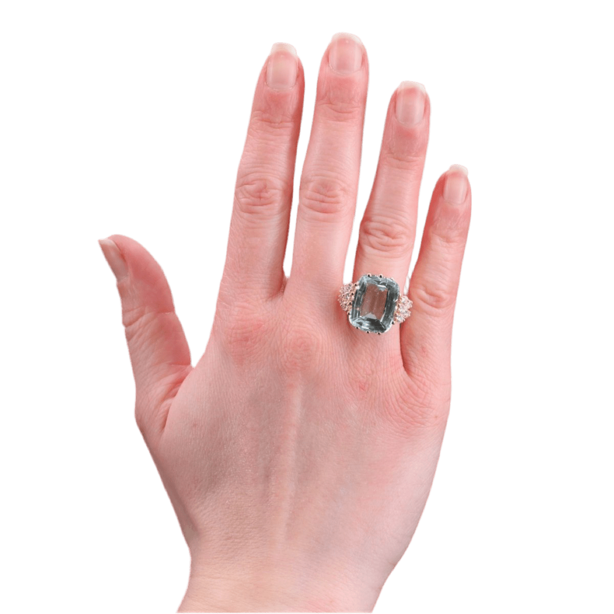 Bague Cocktail en or jaune, aigue - marine et diamants - Castafiore