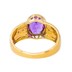 Bague Cocktail en or jaune, améthyste, et diamants - Castafiore