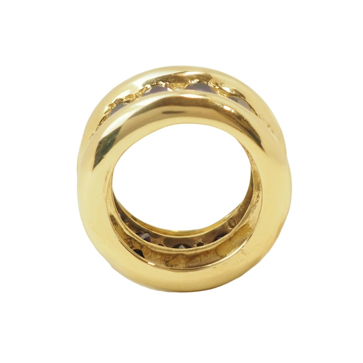 Bague Cocktail en or jaune, améthystes et diamants - Castafiore