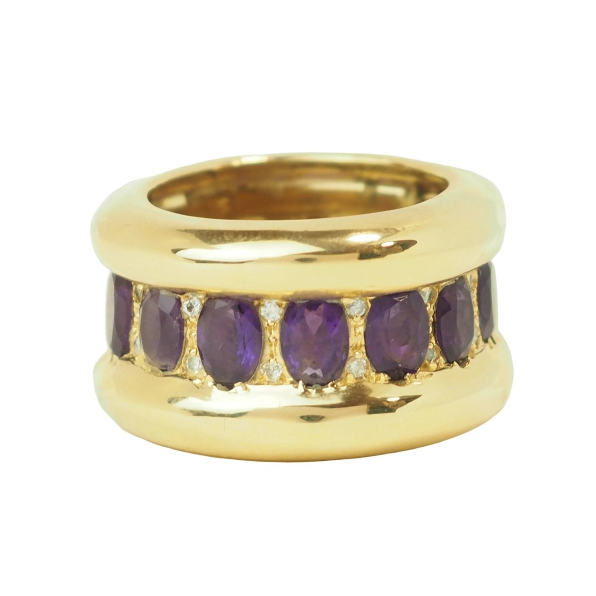 Bague Cocktail en or jaune, améthystes et diamants - Castafiore