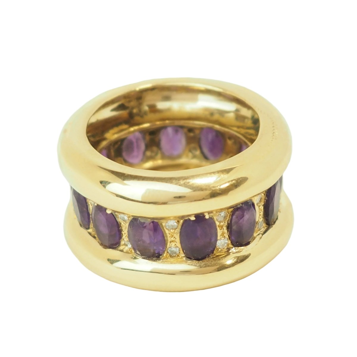 Bague Cocktail en or jaune, améthystes et diamants - Castafiore