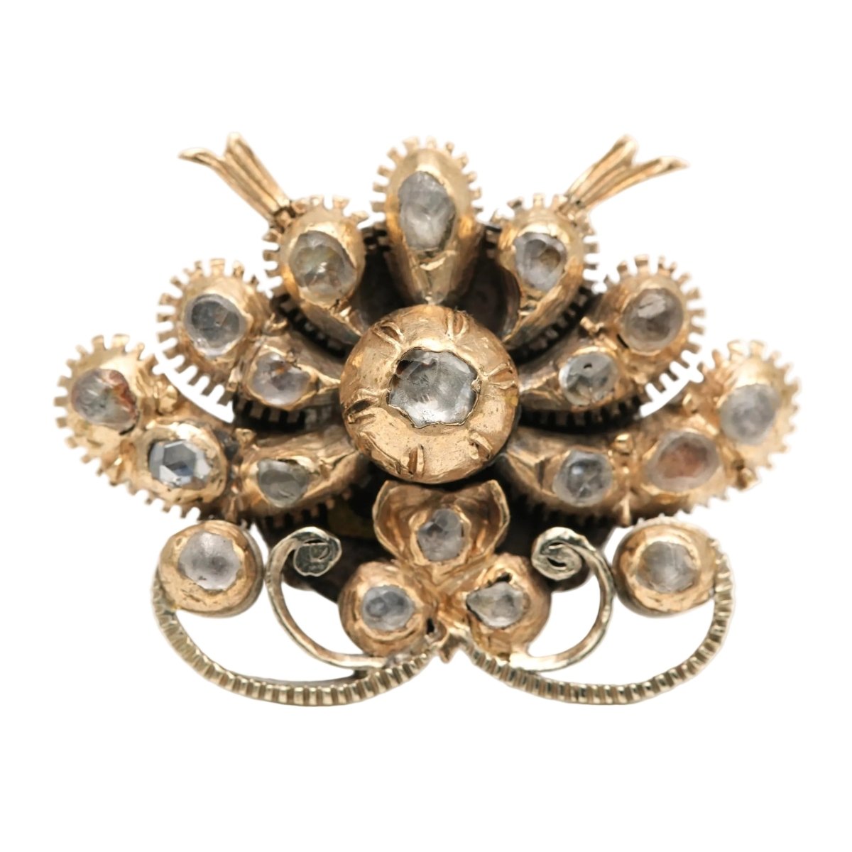 Bague Cocktail en or jaune, argent et diamants - Castafiore